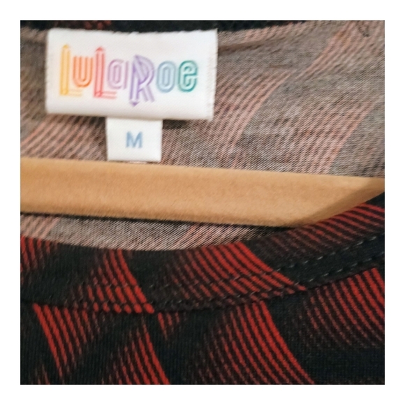 NWT LuLaroe Julia Dress Black Red Midi Dress Size Medium Geometric Whimsigoth - Picture 3 of 6